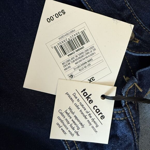 AVA & VIV Long Sleeve Denim Shacket Shirt Fitted Women 3X Dark Wash Button Darts - Picture 13 of 13